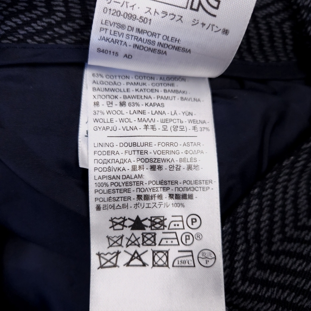 Levi's Herringbone Navy Blue Cropped Pleated Button Cuffed Riding Pants Size 26 - Picture 13 of 16